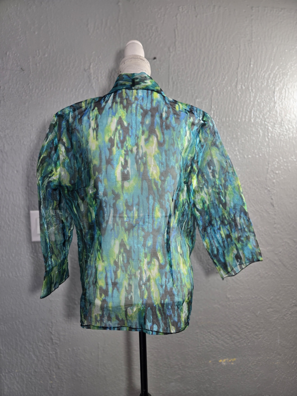Green Watercolor Open-Front Jacket Trousers See True - Picture 8 of 9